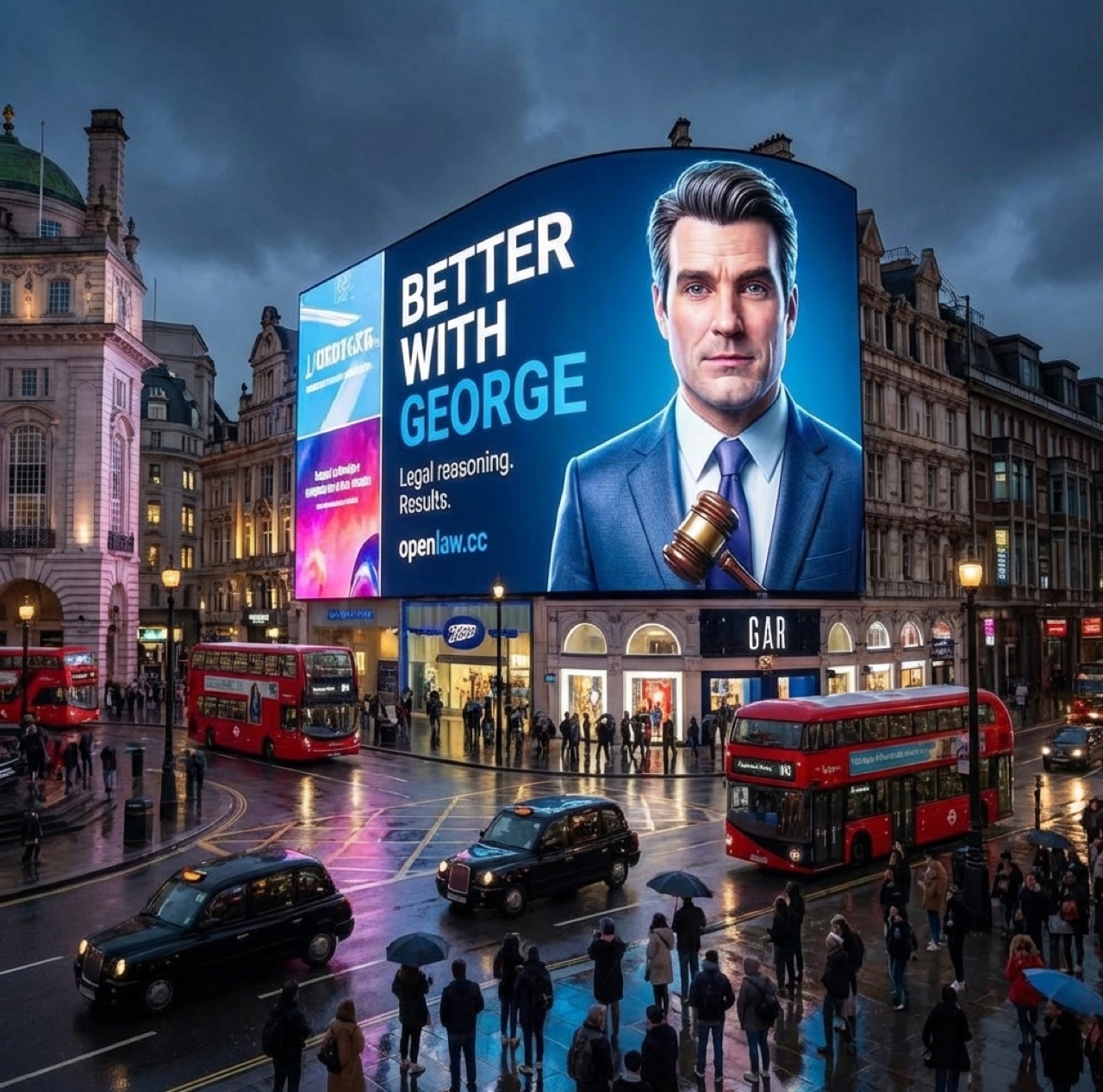 George on a giant billboard in London